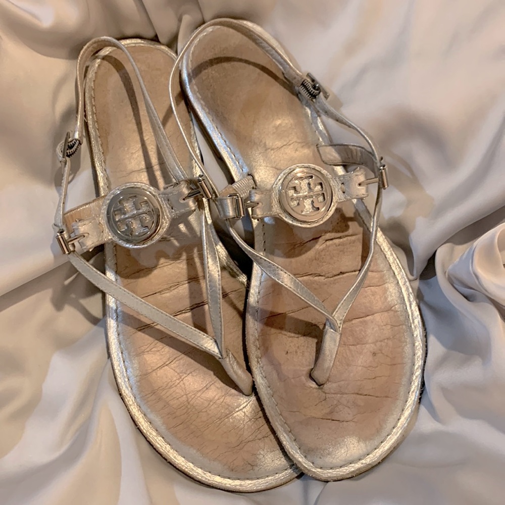 Tory Burch Silver Thong Sandals